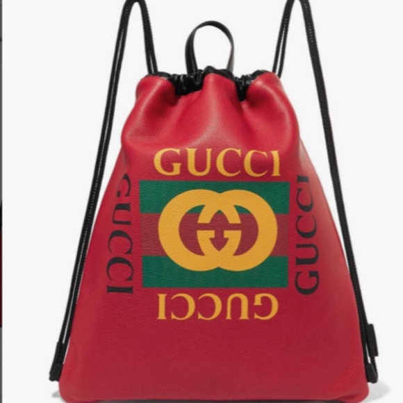 Red/black Gucci Leather Backpack - Picture 1 of 6